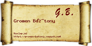 Gromen Bátony névjegykártya